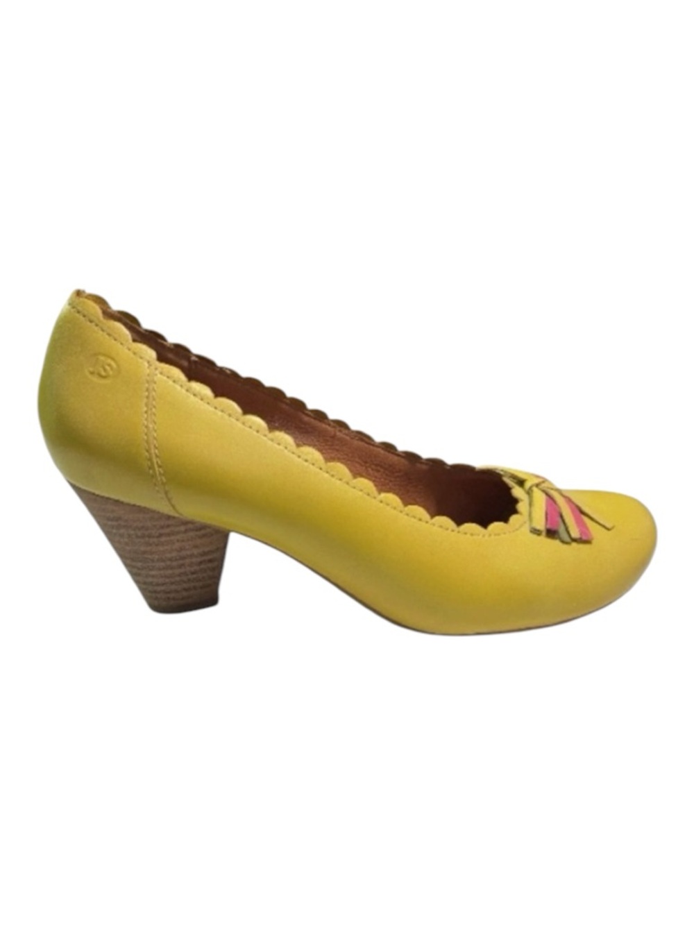Josef Seibel Leather Pump Yellow Green Size 9 Scalloped Edge
